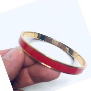 906 Monet enamel bangle signed red gold tone bracelet